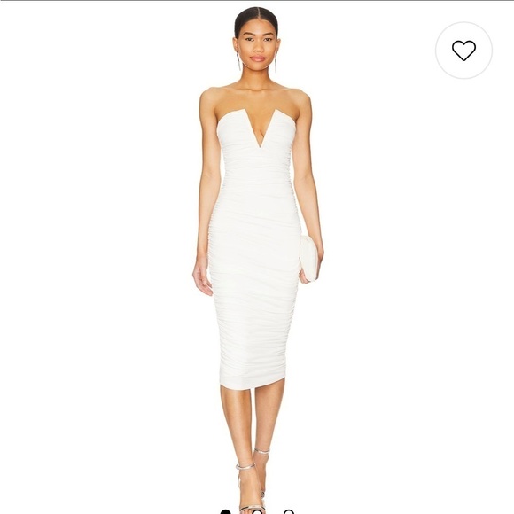 superdown Dresses & Skirts - superdown Vivienne Ruched Midi Dress in White